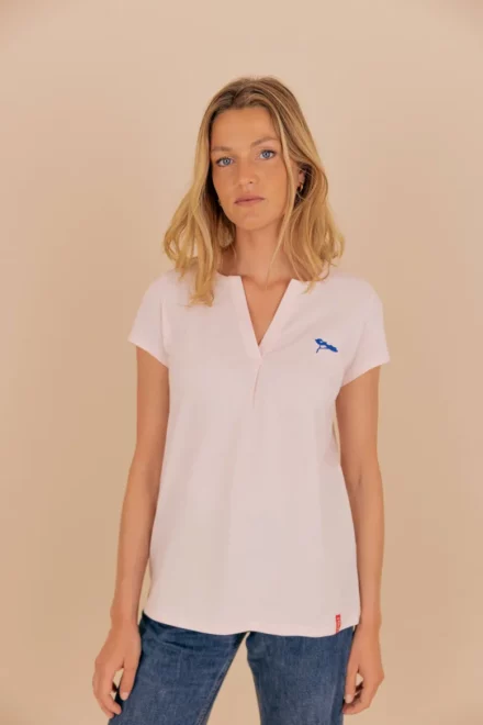 Le_Delicat_Tee-Shirt_Femme_Col-V_2024_Rose