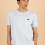 L'Authentique,T-shirt Col Rond bleu ciel, Homme en 100 % Coton Bio.