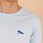 L'Authentique,T-shirt Col Rond bleu ciel, Homme en 100 % Coton Bio.