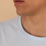 L'Authentique,T-shirt Col Rond bleu ciel, Homme en 100 % Coton Bio.