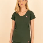 L'Épuré, T-shirt Col Rond Femme kaki, en Coton Bio.