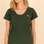 L'Épuré, T-shirt Col Rond Femme kaki, en Coton Bio.