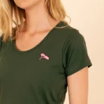 L'Épuré, T-shirt Col Rond Femme kaki, en Coton Bio.