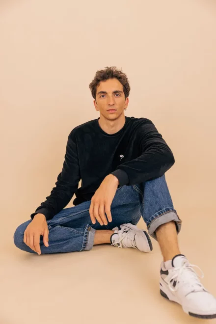 Sweat en PilouPilou, Noir . Le petit nouveau 25.