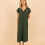 La robe brise d'été kaki, en coton et modal , 100% naturelle