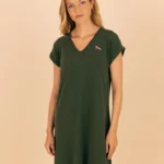La robe brise d'été kaki, en coton et modal , 100% naturelle