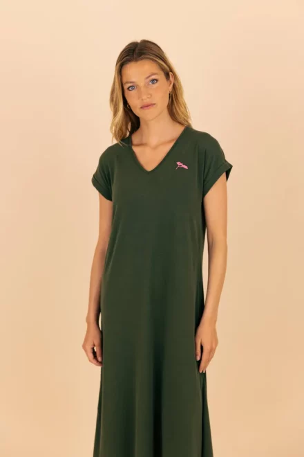 La robe brise d'été kaki, en coton et modal , 100% naturelle