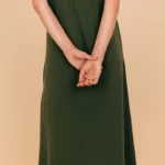 La robe brise d'été kaki, en coton et modal , 100% naturelle