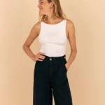 Le Zéphir — Pantalon noir à Pinces Femme en 100 % Lin