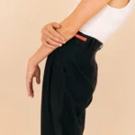 Le Zéphir — Pantalon noir à Pinces Femme en 100 % Lin