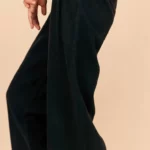 Le Zéphir — Pantalon noir à Pinces Femme en 100 % Lin