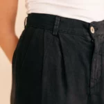 Le Zéphir — Pantalon noir à Pinces Femme en 100 % Lin