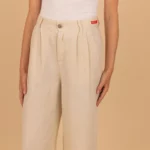 Le Zéphir — Pantalon écru à Pinces Femme en 100 % Lin