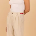 Le Zéphir — Pantalon écru à Pinces Femme en 100 % Lin