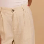 Le Zéphir — Pantalon écru à Pinces Femme en 100 % Lin