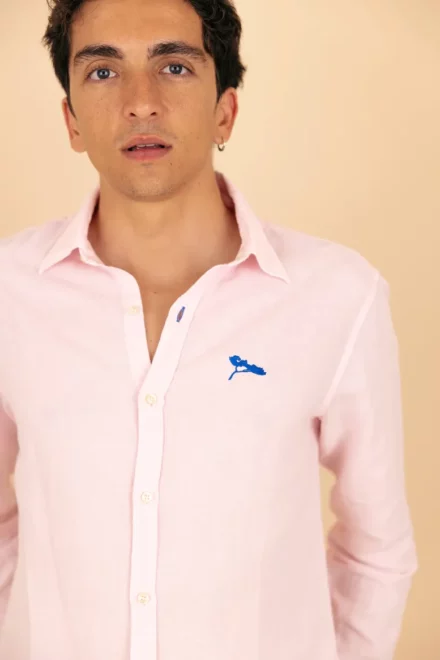 La Légère — Chemise rose Homme en Lin & Coton Bio