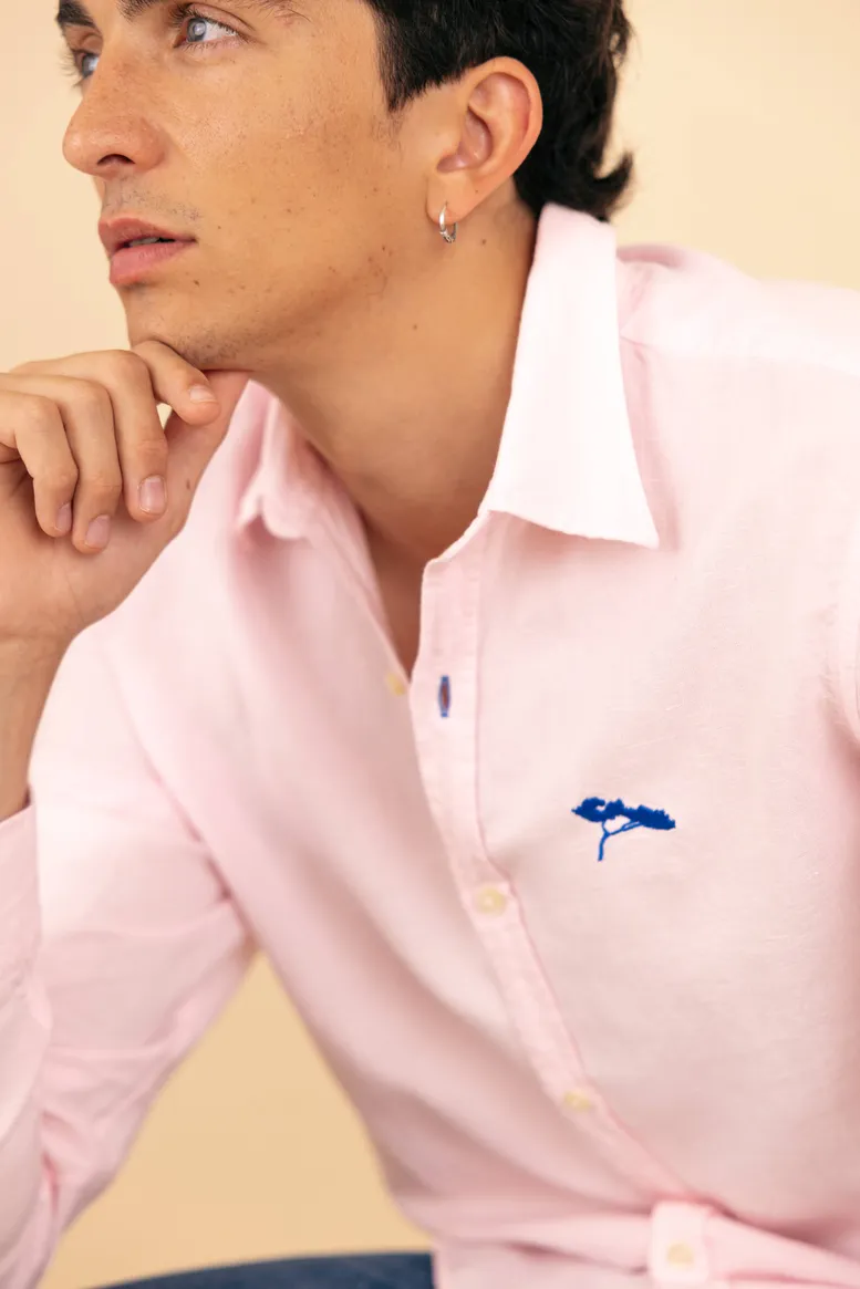 La Légère — Chemise rose Homme en Lin & Coton Bio