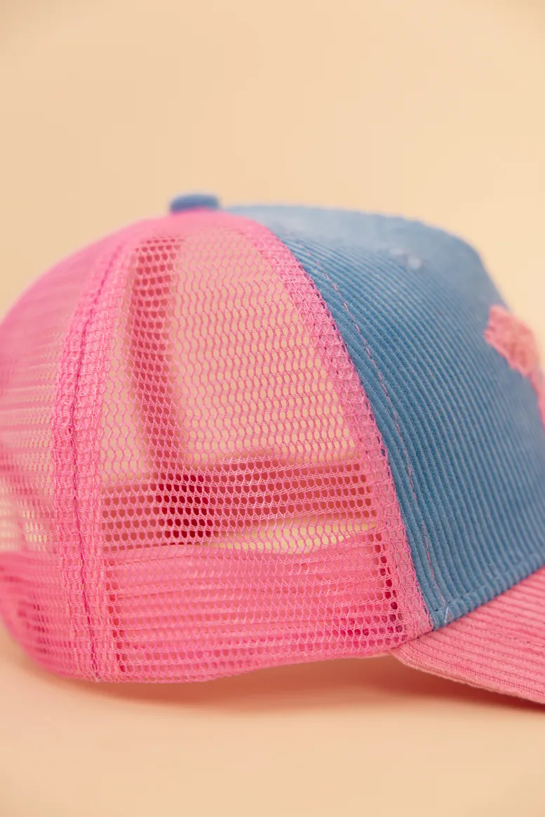 Casquette Famille, modèle de la maman , Bleue et Rose