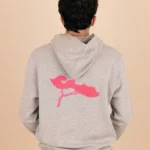 Le Complice, Hoodie, Gris et son Pin Rose en coton bio et modal.