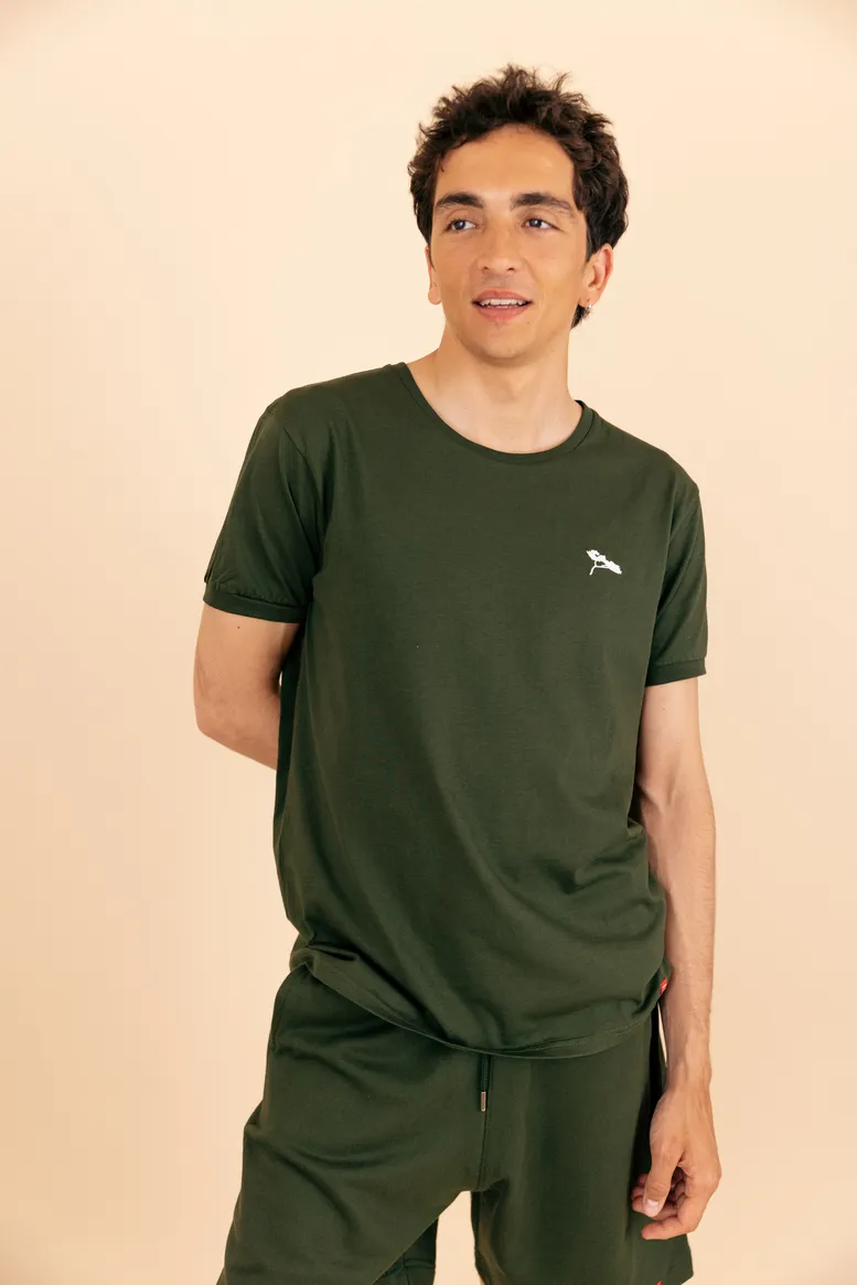 L'authentique, T-Shirt Homme, Kaki, en coton Bio.