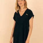 La Brise d'été, La robe noire, en coton et modal , 100% naturelle.